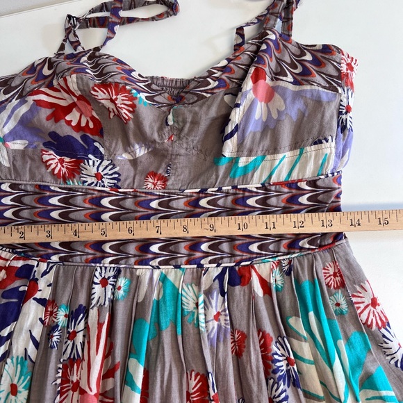 Aryeh Retro Fit and Flare Strappy Cotton Boho Floral Print Dress Medium - Picture 4 of 9